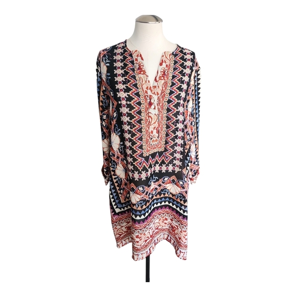 I. Madeline Floral Tunic Top Size M | Boho High-Low Blouse 3/4 Sleeve - Picture 1 of 11